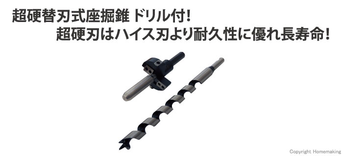 No.28K　超硬替刃式座掘錐　ドリル付