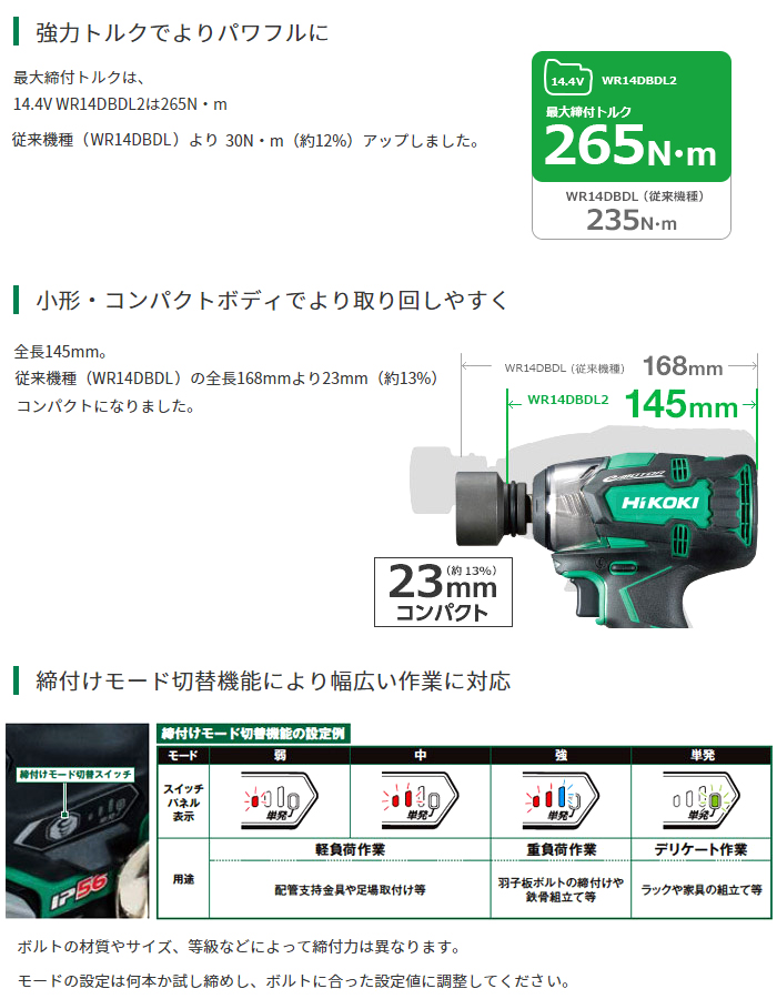 強力トルクでよりパワフルに
