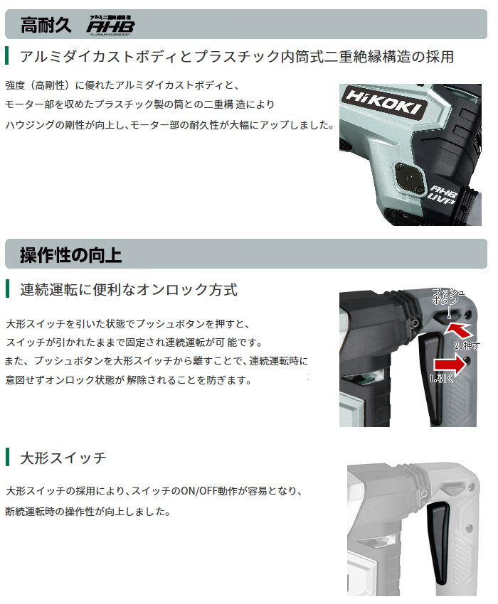 買得 俺の道具HIKOKI ハンマ H65SB3 ブルポイント 全長410mm