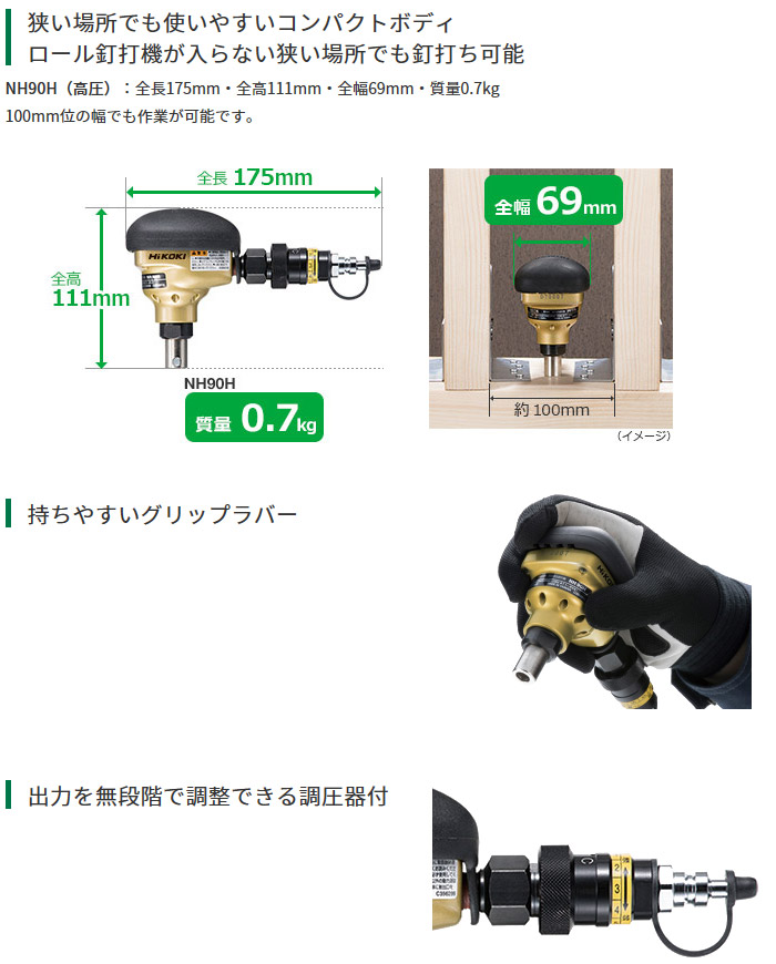 狭い場所でも使いやすいコンパクトボディ