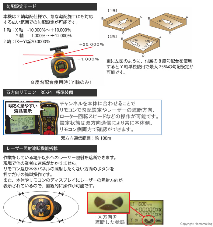 勾配設定機能付回転レーザーレベル