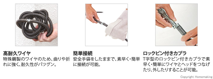 特別販売 アサダ ドレンクリーナー用ユニバーサル付ワイヤ φ１０ｍｍ×１５．２ｍ [DH303] 建築材料、住宅設備 