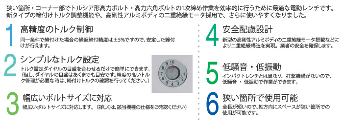 トネ 1次締め専用レンチ コーナー型建方1番(六角ボルト用) 100V トネ 1次締め専用レンチ コーナー型建方1番(六角ボルト用) 100V