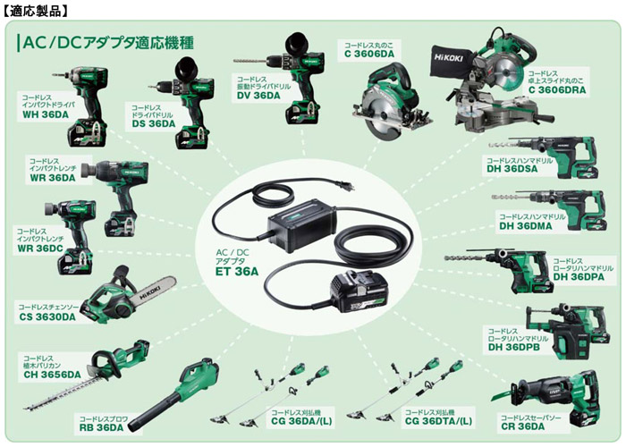 ハイコーキ AC/DCアダプタ::ET36A|ホームメイキング【電動工具・大工