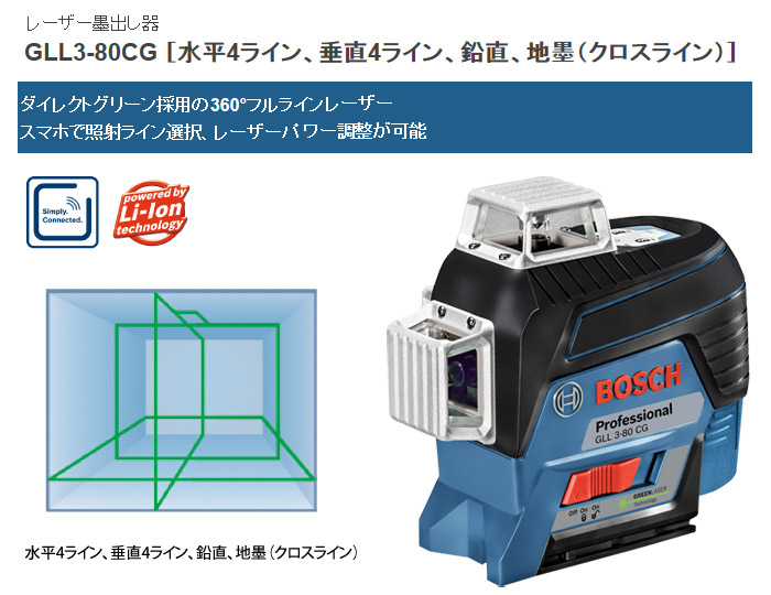 レーザー墨出し器(フルライン)　GLL3-80CG