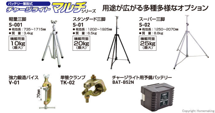 NICHIDO(日動) マルチチェンジャー付 チャージライト 20W(ワイド)::BAT