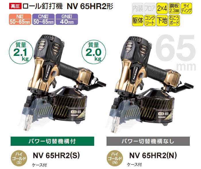 新色ハイカラーゴールド　取り回しの良い軽量モデル　NV65HR2