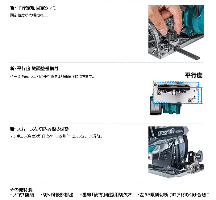 165mm充電式マルコノ　共通特長