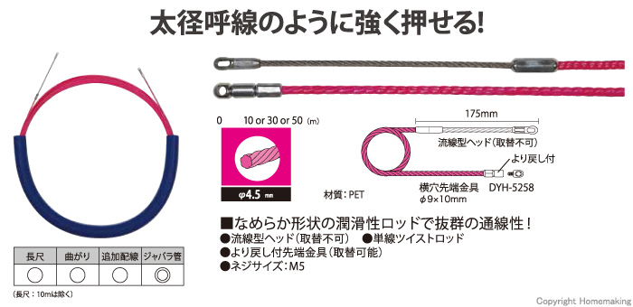 ジェフコム クイックワン J1 シングルロッド φ4.5mm×10m: 他:SX-4510
