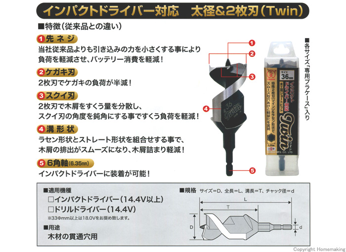 木工用ショートビットTwin(ツイン)