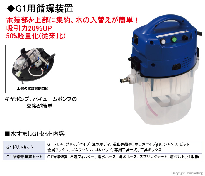 水循環式ドリル　水すましG1用循環装置