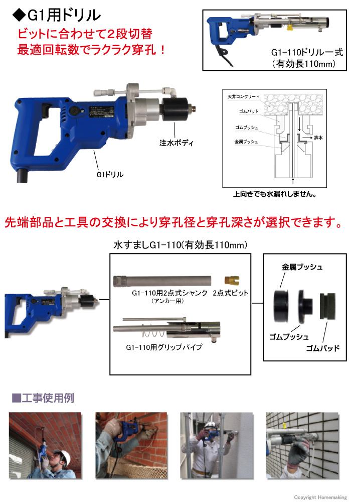 水循環式ドリル　水すましG1用ドリル　アンカー用