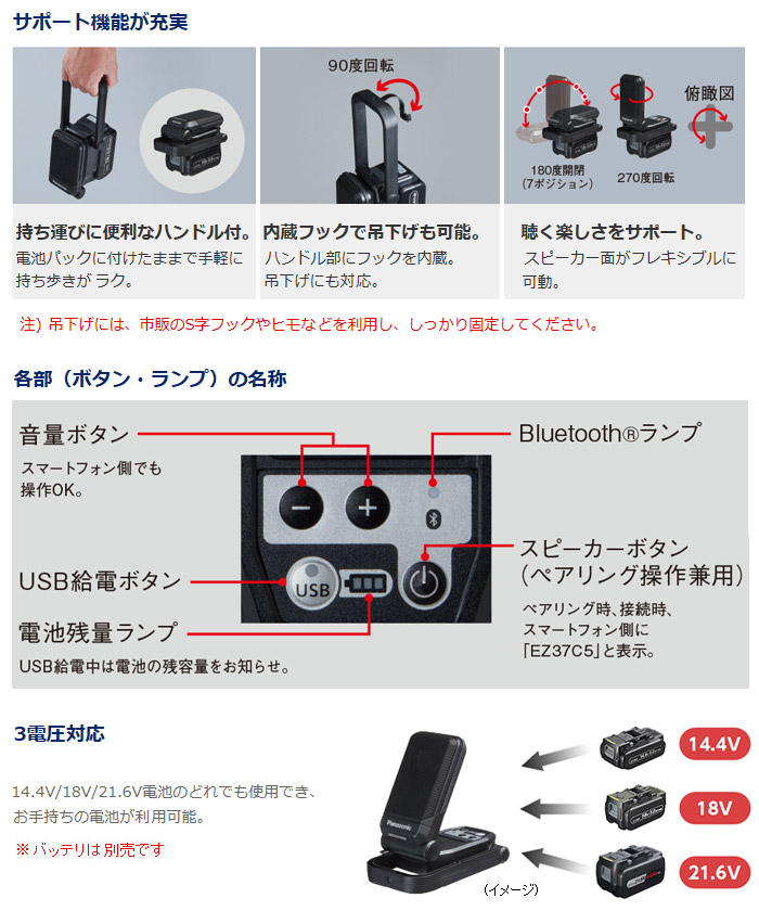 サポート機能が充実　各部（ボタン・ランプ）の名称　3電圧対応