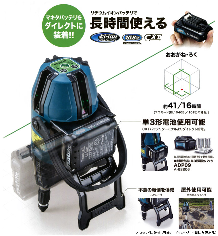 マキタ 充電式屋内・屋外兼用グリーン墨出し器(縦・横・矩・地墨) 受光