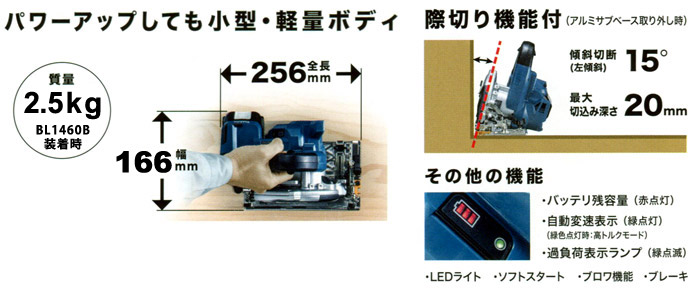 マキタ 14.4V 125mm 充電式マルノコ (6.0Ah電池・充電器・ケース付) 青