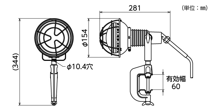 エコビックLED投光器20W　AFL 型　サイズ