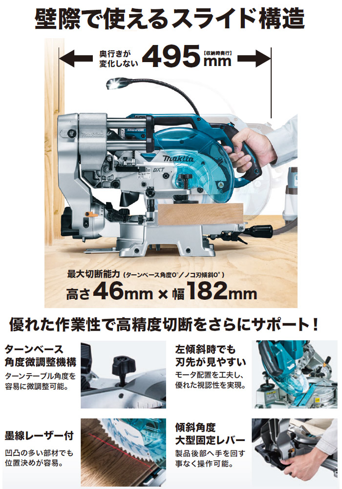 壁際で使えるスライド構造