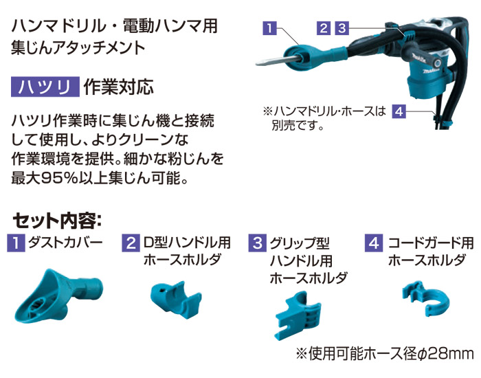 ハンマドリル・電動ハンマ用集じんアタッチメント「ハツリ作業対応」