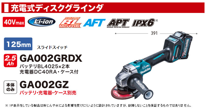 充電式ディスクグラインダ GA002G 充電式ディスクグラインダ GA002G