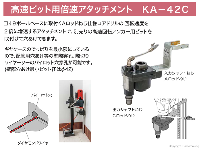 時間指定不可 新製品出ました コンセック 高速ビット用倍速アタッチメント KA-42C CONSEC コアドリル コアビット 日立 マキタ シブヤ  発研