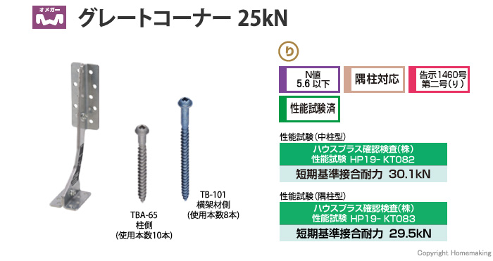 10個入1ケース)タナカ グレートコーナー25KN AA1901 門扉、玄関