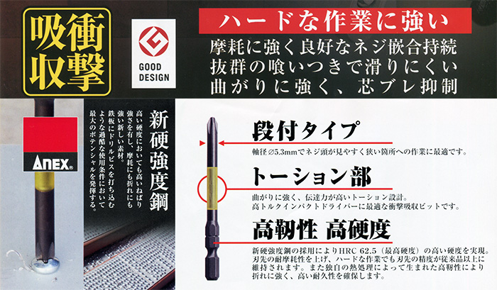 黒龍靭ビット 段付タイプ 特徴