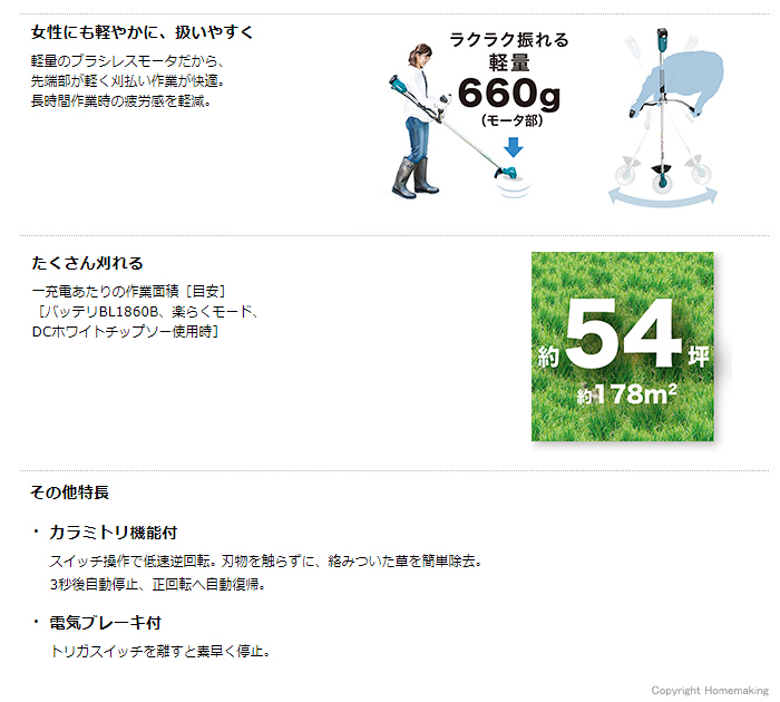 らくらく振れる軽量660g モータ部 らくらく振れる軽量660g モータ部