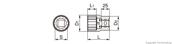 競売 6D-35 トネ 12角ソケット 35mm 差込角19.0mm