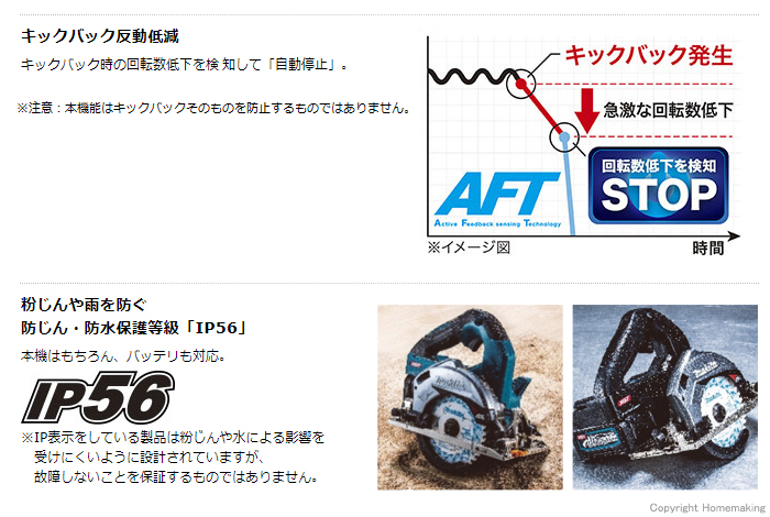 キックバック反動低減 IP56