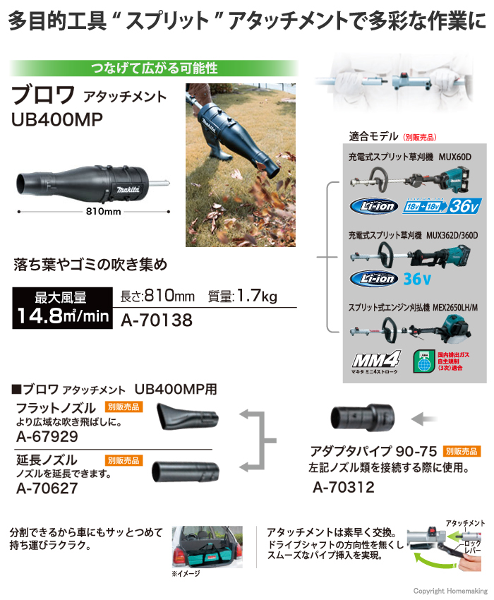 マキタ(Makita) ブロワアタッチメント A-70138