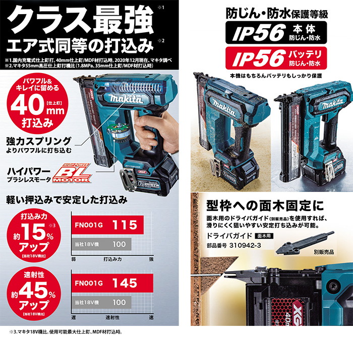 マキタ 40Vmax 40mm充電式仕上釘打(2.5Ah電池・充電器・ケース付): 他