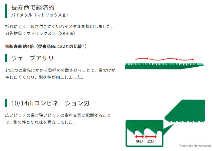 ハイコーキ セーバソーブレード 解体用 No.222CW 200mm×10/14山 5枚入