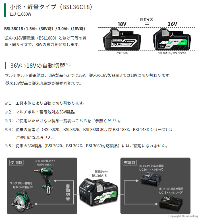 HiKOKI マルチボルト蓄電池 0037-4342 BSL36C18 最大97％オフ！ BSL36C18