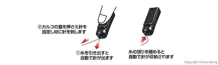 巻取り時に自動的に針が収納される安全タイプ