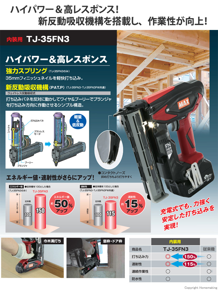 ハイパワー＆高レスポンス！新反動吸収機構を搭載し、作業性が向上！