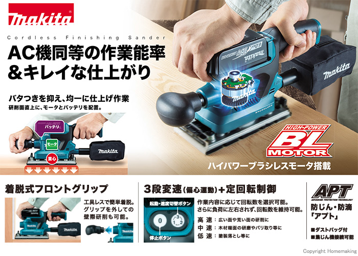 秀逸 amanマキタ Makita 充電式ベルトサンダ 18V6.0Ah バッテリ 充電器付 BO380DRG 青