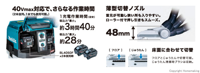 マキタ 40Vmax 充電式集じん機(乾湿両用) 集じん容量8L 本体のみ