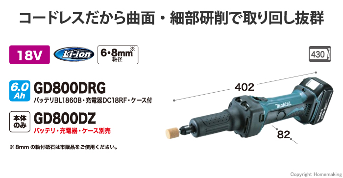 マキタ 18V 充電式ハンドグラインダ(6.0Ah電池・充電器・ケース付): 他