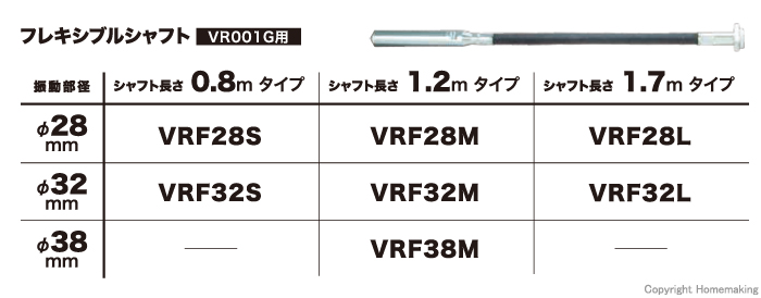 マキタ コンクリートバイブレータVR001G用 フレキアッセンブリ φ28mm