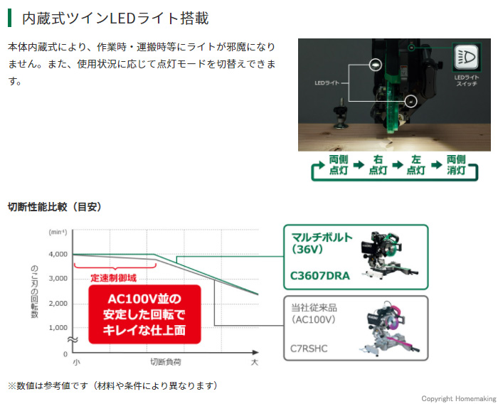 驚きの値段で ハイコーキ コードレス卓上スライド丸のこ C3607DRA K XPS 黒鯱チップソー Bluetooth電池搭載 レーザーマーカ付  両傾斜 正規取扱店出品