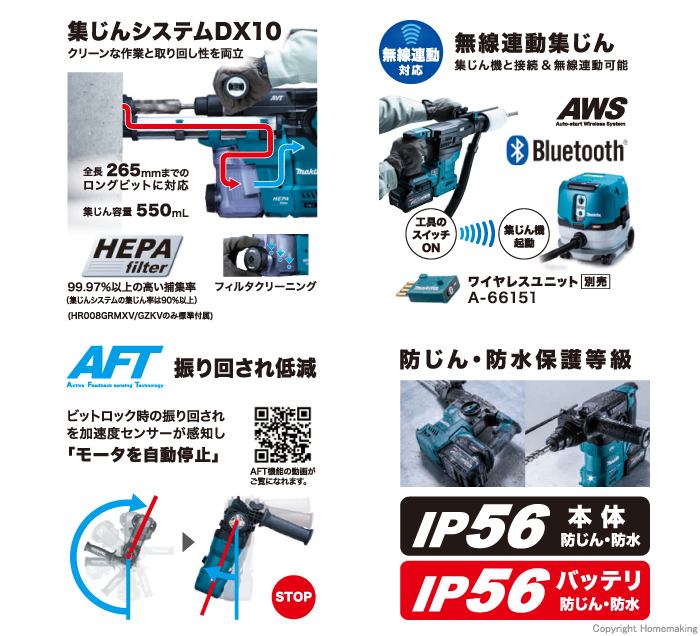 高知インター店】 マキタ HR008GZKV 充電式ハンマドリル 30mm 無線連動対応 40Vmax 本体 ケース 集塵システムのみ ビット 電池  充電器別売