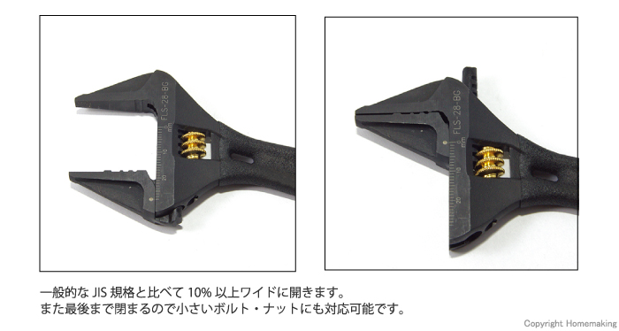 一般的なJIS規格と比べて10%以上ワイドに開く