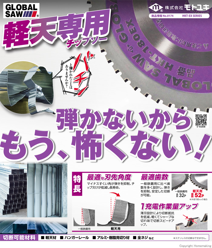 モトユキ グローバルソー 軽天用チップソー 125mm×44P: 他:HKT-125EX