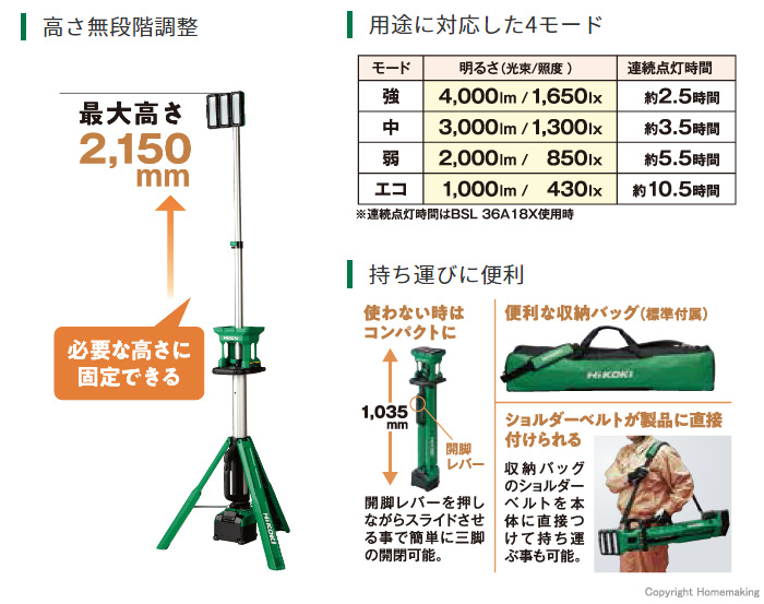 高さ無段階調整