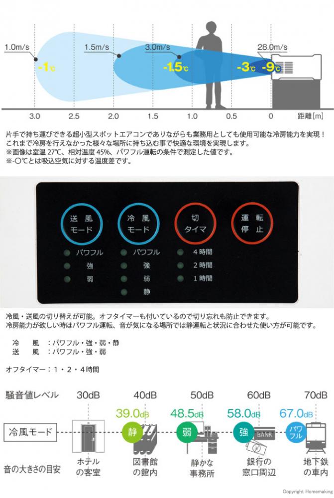 小型でも良く冷える高い冷房能力