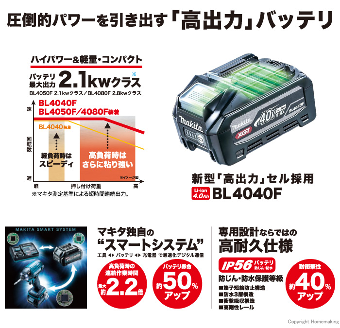 自動車/バイク☆未使用品☆makita マキタ 40Vmax 4.0Ah 高出力タイプ リチウムイオンバッテリー BL4040F リチウムイオン電池 81264