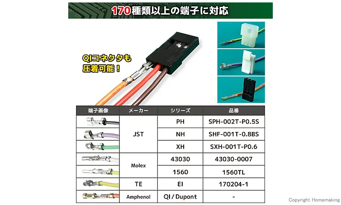 170種類以上の端子に対応