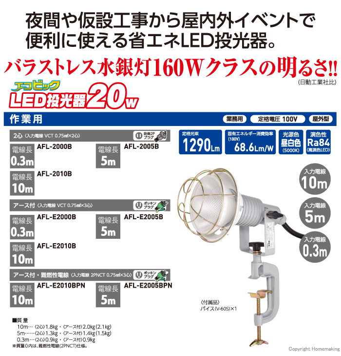 エコビックLED投光器20W(屋外型)