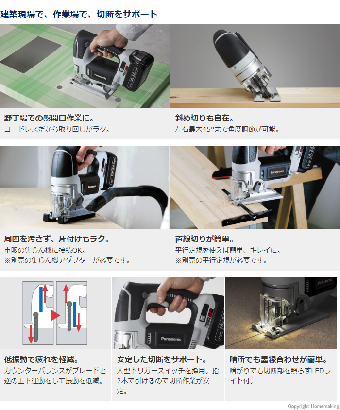 建築現場で、作業場で、切断をサポート