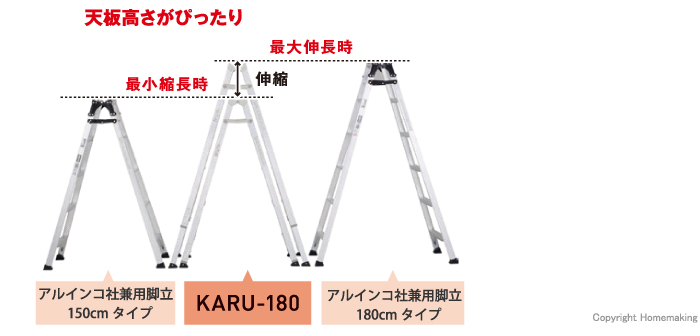 アルインコ KARU-120 軽量伸縮専用脚立KARU（3段） - ベスト